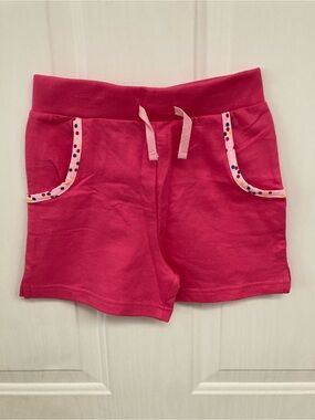 ✨🎀✨Girls' Hot Pink Elastic Waist Knit Shorts with Polka-Dot Trim